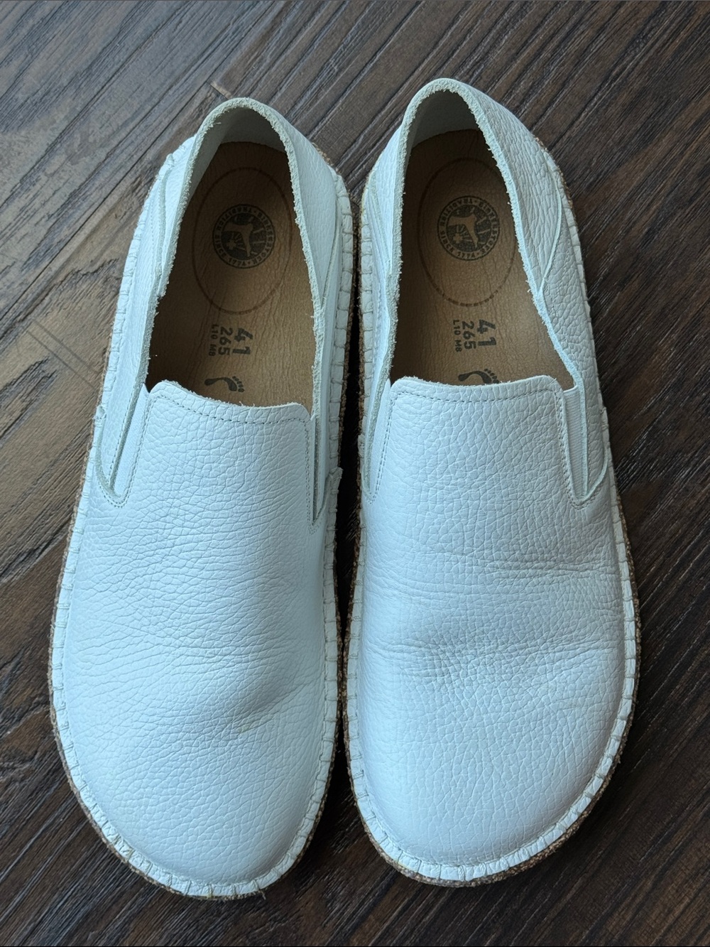 Birkenstock White Slip-On Leather Loafers